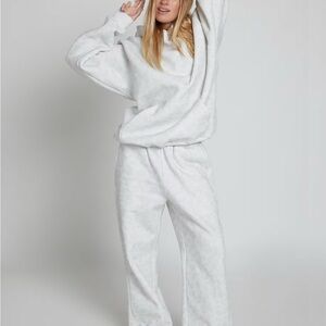 Women men snow leopard SET small hoodie and medium Straight Leg Pants